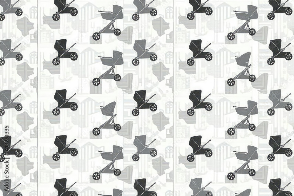 Fototapeta premium Modern geometric stroller pattern, gray & white, home, background, interior