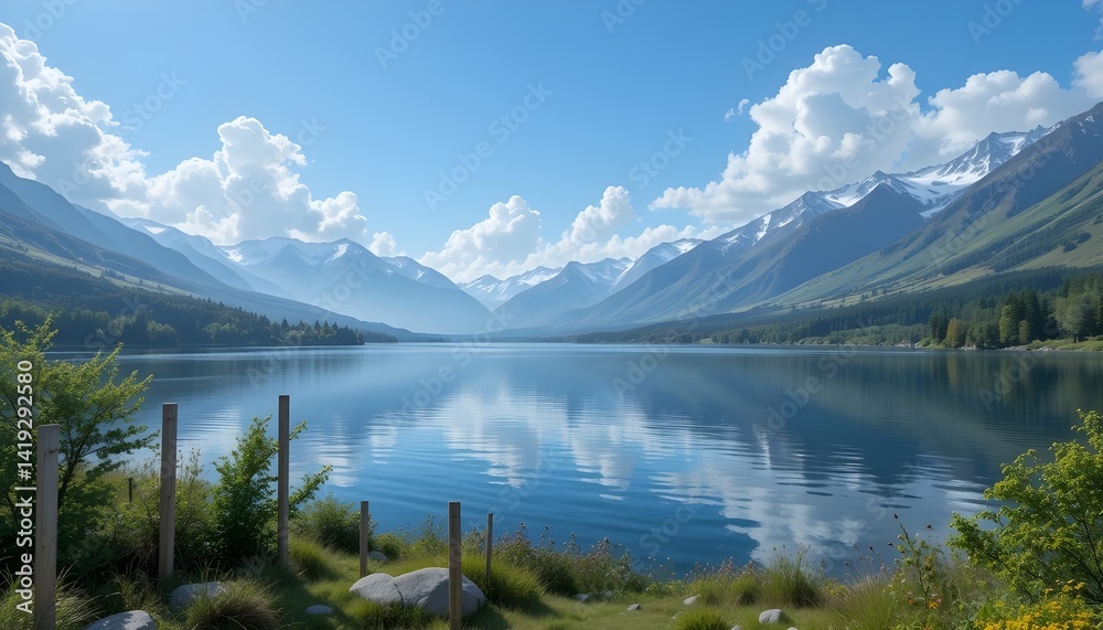 Serene Mountain Lake Landscape Serene Mountain Lake Landscape