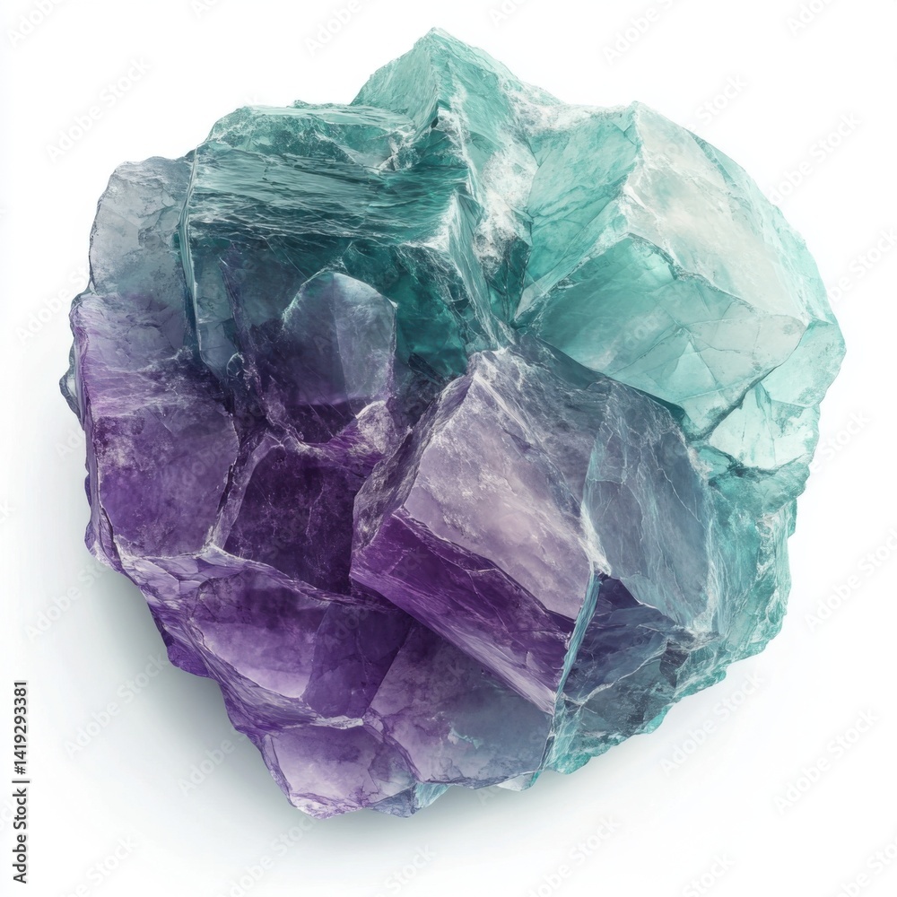 Fototapeta premium Natural Fluorite Mineral Specimen on White