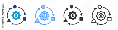 Business Model icon set multiple style collection