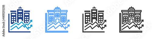 Public Company icon set multiple style collection