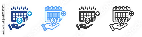 Longterm Debt icon set multiple style collection