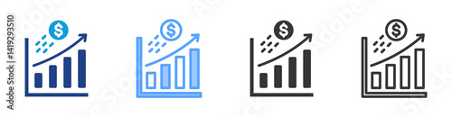 Profitability icon set multiple style collection
