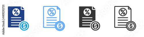 Tax icon set multiple style collection