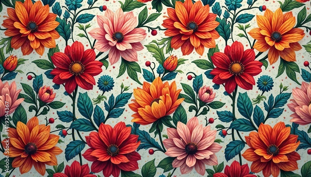 Fototapeta premium Intricate woven floral tapestry, seamless repeat, fabric, design element