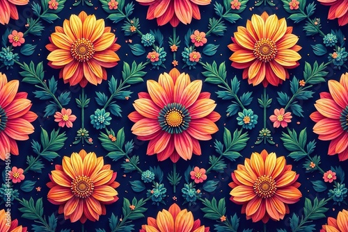 Intricate floral pattern, repeating seamlessly ,  vintage,  floral seamless