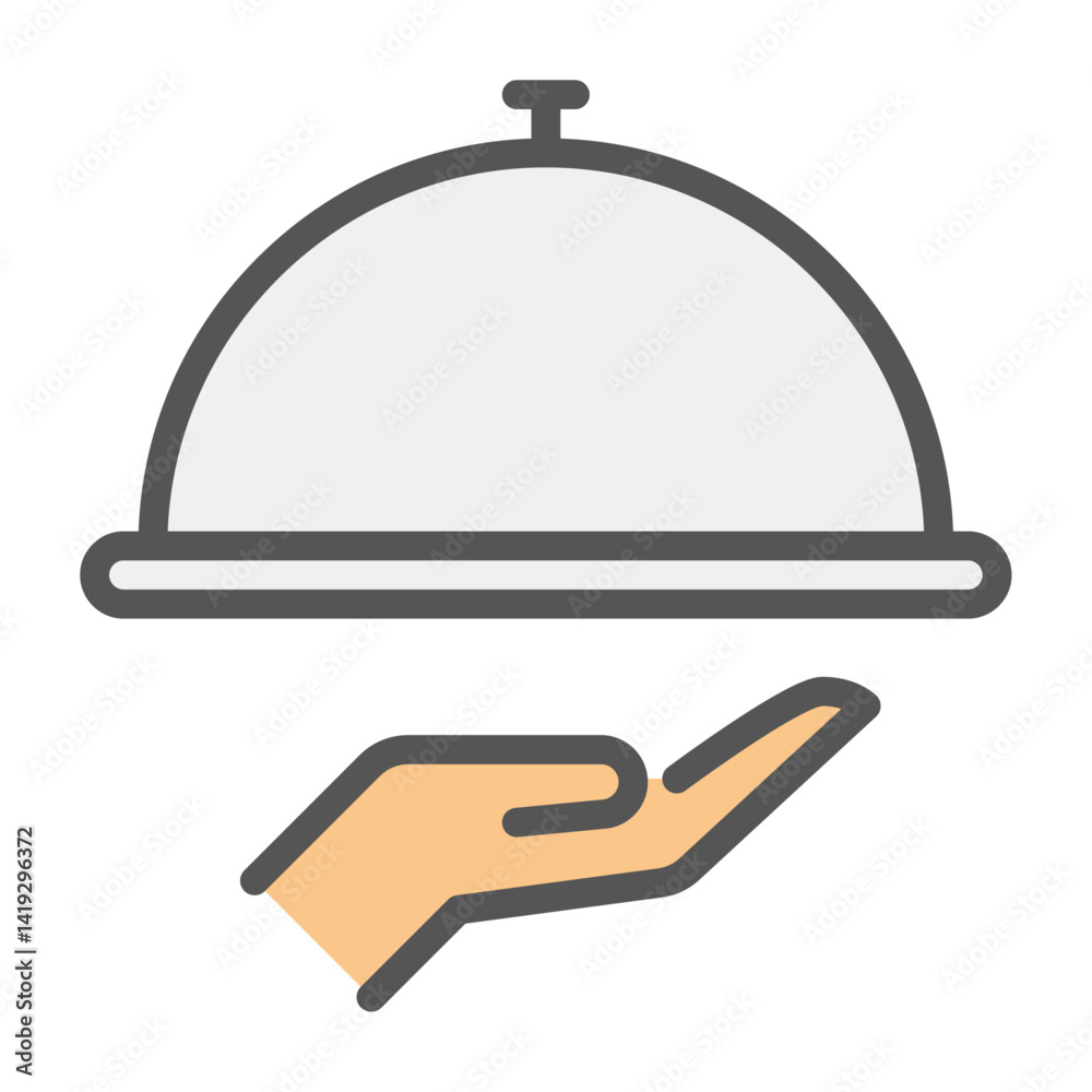 Fototapeta premium food tray filled outline icon. restaurant color line illustration.