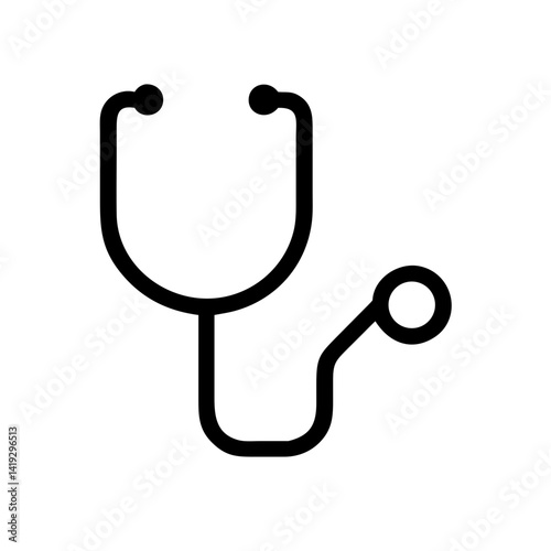 stethoscope icon for healthcare, medical diagnostics, and wellness – flat stroke icon for apps and websites
