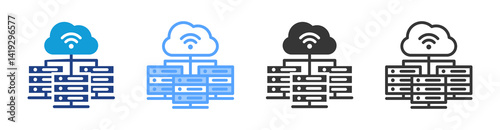 Server Farm icon set multiple style collection