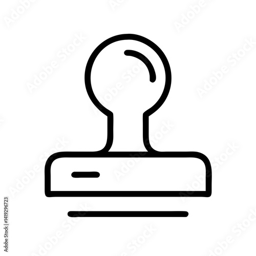 rubber stamp icon for documents, approval, and official use – flat stroke icon for apps and websites
