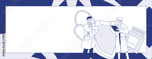 Medical characters fighting the epidemic flat vector concept operation hand drawn illustration
