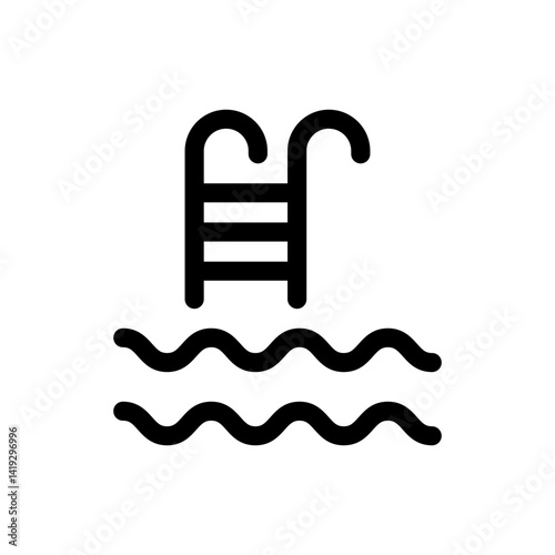 swimming pool vector icon for leisure facilities, water sports branding, and travel applications
