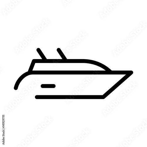yacht vector icon for maritime travel, luxury tourism, and nautical navigation applications, flat stroke icon for apps and websites
