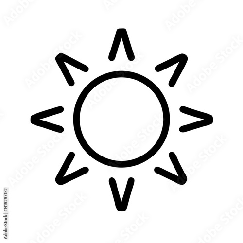 sun vector icon for weather apps, climate forecasting tools, and outdoor activity planners, flat stroke icon for apps and websites
