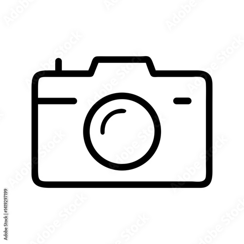 camera vector icon for photography applications, media production tools, and digital content creation, flat stroke icon for apps and websites
