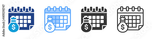 Monthly Salary icon set multiple style collection