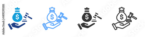 Minimum Wage icon set multiple style collection