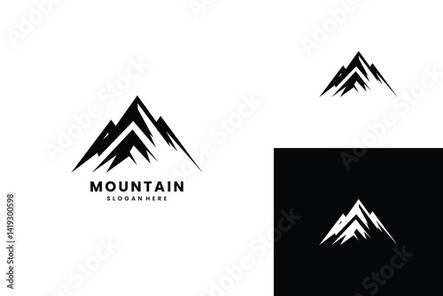 Mountain peak summit logo design.