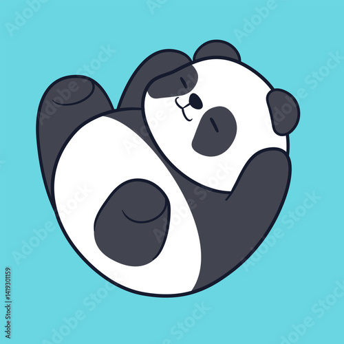 Cute and adorable chubby panda illustration