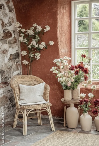 Rustic Room with Flowers & Chair