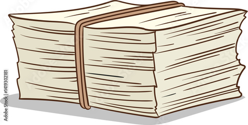 Vector illustration of a waste paper bundle on a white background