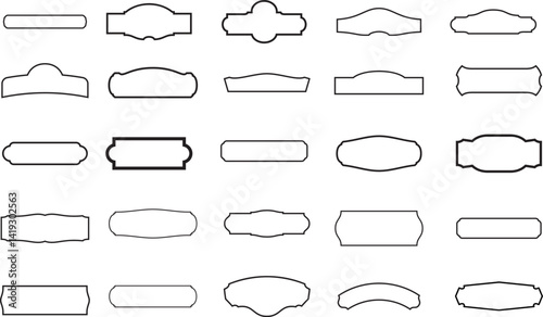 vector set of blank banners with different shapes and corners.