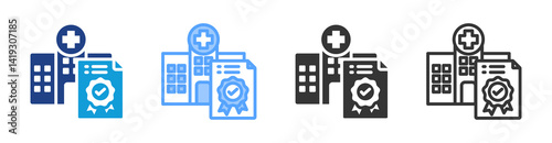 Accreditation icon set multiple style collection