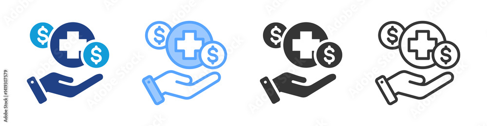 Healthcare Cost icon set multiple style collection Healthcare Cost icon set multiple style collection