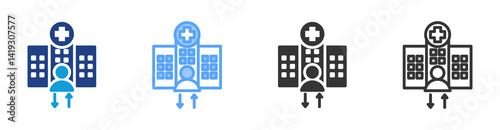 Outpatient icon set multiple style collection