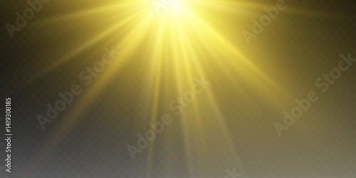 Bright light flickering glare. Star explosion light effect with sun rays.