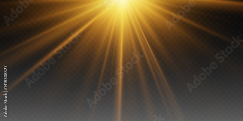 Bright light flickering glare. Star explosion light effect with sun rays.