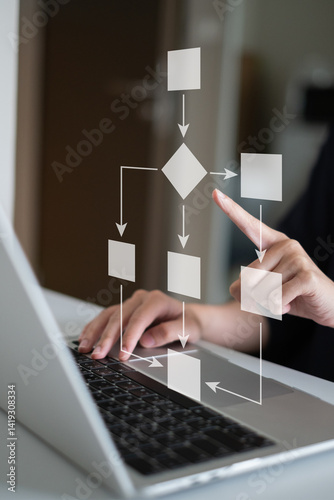 Businessman process strategy chart diagram management workflow planning organization system flowchart concept
