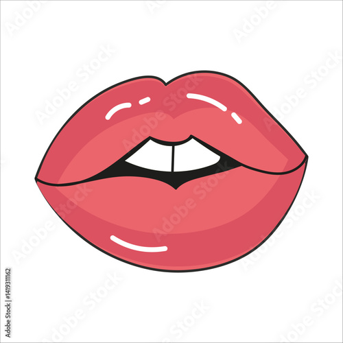 Red lips in the style of the 90s