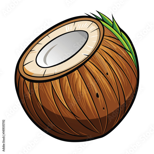 Half Coconut with a Striated Shell