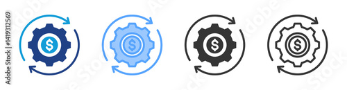 Cost icon set multiple style collection