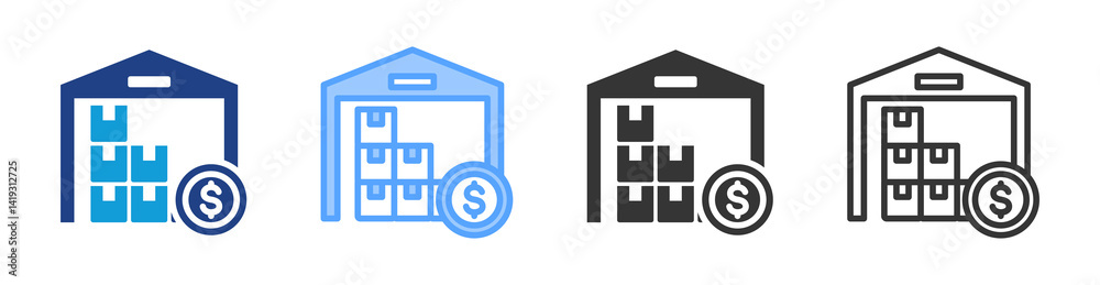 Storage Coct icon set multiple style collection