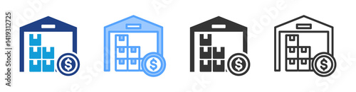 Storage Coct icon set multiple style collection
