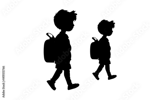 a young kits going to school. back to school concept vector