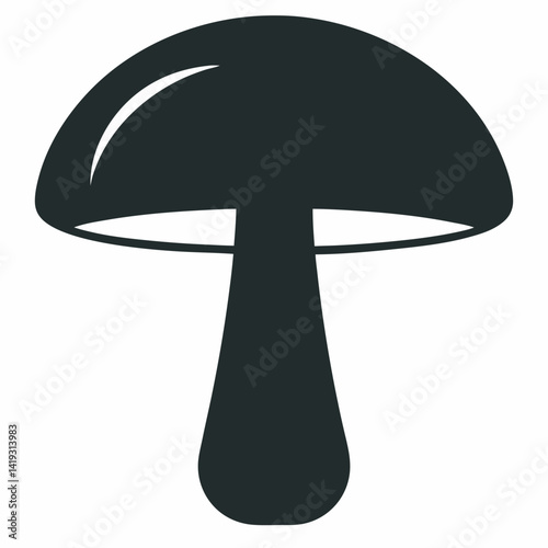 Simple black mushroom icon,organic food ingredient for healthy cooking recipes
