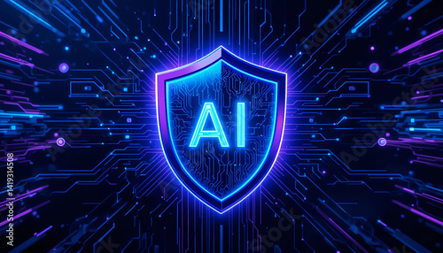 Abstract Blue Background with Glowing Stars and Digital Energy Design