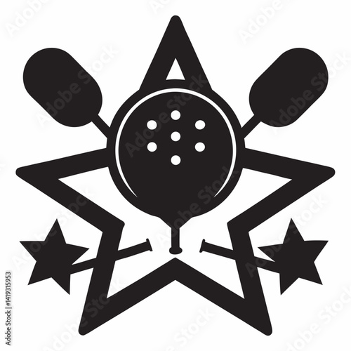 Tea infuser and stars black silhouette logo or icon design