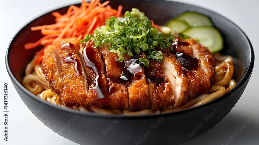 Udon noodles with golden chicken and veggies Udon noodles with golden chicken and veggies