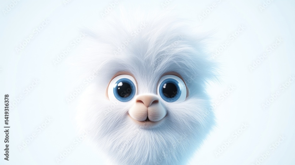 Obraz premium Fluffy white animal face, large eyes