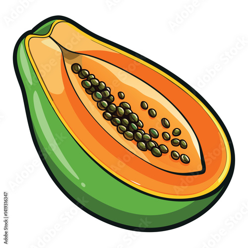 Papaya Half Showing Seeds