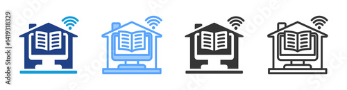 Homeschooling icon set multiple style collection