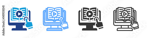Interactive Learning icon set multiple style collection