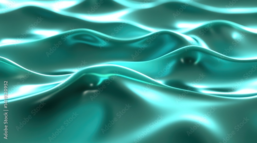 Obraz premium Teal liquid surface textures ripple in an abstract pattern.