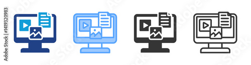 Content icon set multiple style collection