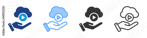 Streaming Service icon set multiple style collection