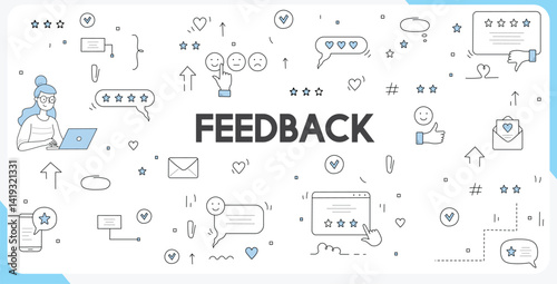 Feedback and Review Vector Illustration Customer Rating and User Experience Icons